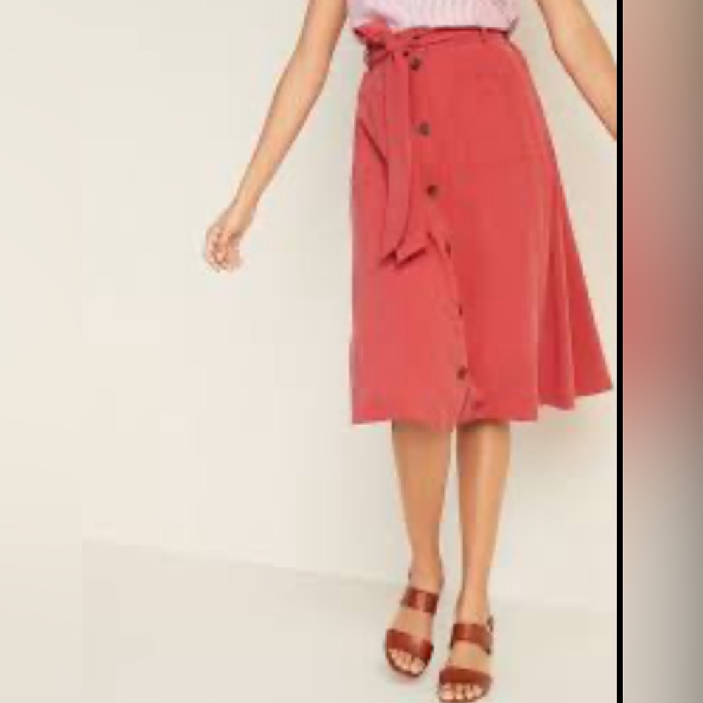 Tie Belt Midi Skirt - Old Navy